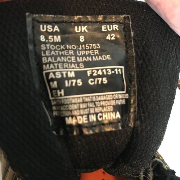 Merrell Dry Work Mid Boots ASTM Steel Toe Tan Leather & Mesh Men's 8.5/42 - Picture 5 of 10